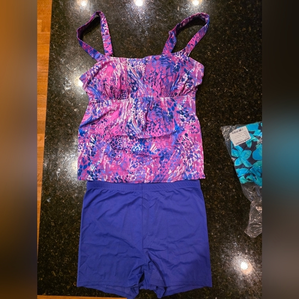 Swimsuits For All Pink and Blue Bikini Set